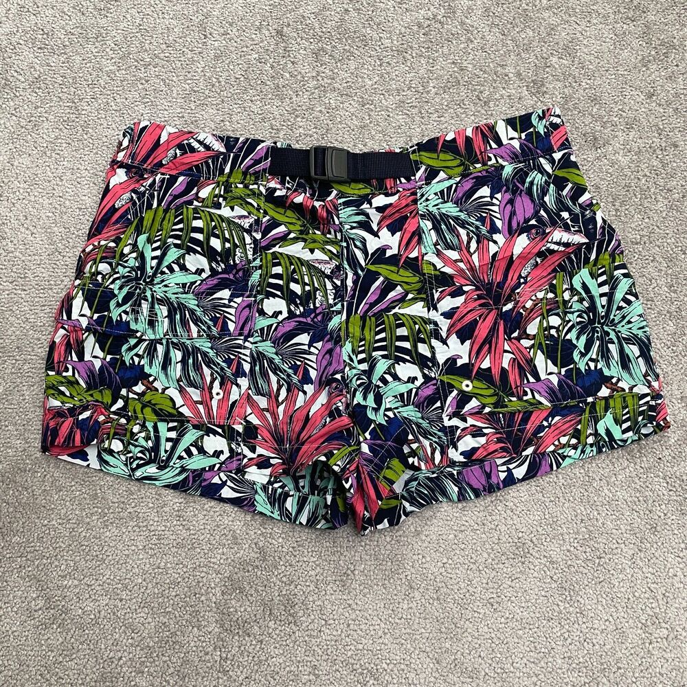 Columbia Tucan Tropical SummerDry Belted Shorts Womens Large Multi Floral Belted